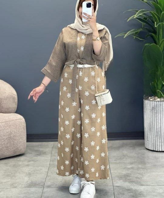 سلوبته بنطلون مشجر 2جيب بلوزه لف